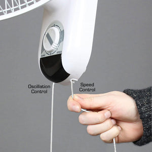Hurricane Classic 16 Inch 90 Degree Oscillating 3 Speed Wall Mounted Fan, White