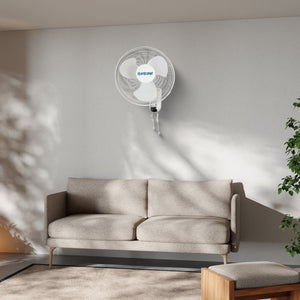 Hurricane Classic 16 Inch 90 Degree Oscillating 3 Speed Wall Fan, White, 4 Pack