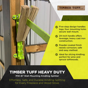 Timber Tuff Wall Mounted Cast Iron Kindling Splitter with 24 Inch Handle, Green - TRAPSKI