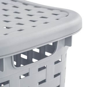 Sterilite Plastic Weave Laundry Hamper Slim Clothes Lidded Basket, Gray, 4-Pack