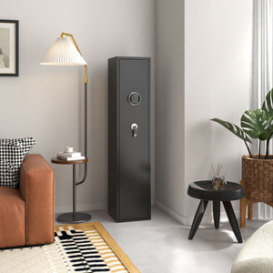 AOBABO 5-Rifle Gun Safe w/ Keypad Lock, Security Cabinet Long Safes Gun Cabinet