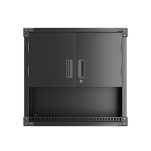 AOBABO Metal Garage Wall Mounted Storage Cabinet w/Locking Door & Shelf, Black