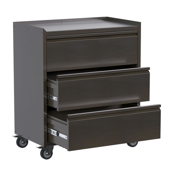 AOBABO Steel Rolling Tool Storage Chest 3 Drawer Cabinet with Wheels, Black