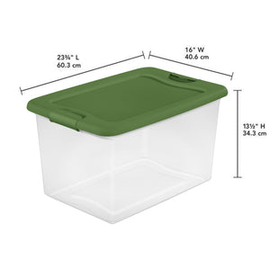 Sterilite 64 Qt Latching Plastic Holiday Storage Bin Clear Container, (6 Pack)