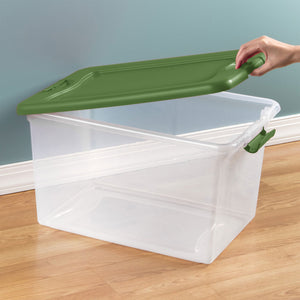Sterilite 64 Qt Latching Plastic Holiday Storage Bin Clear Container, (6 Pack)