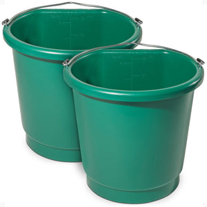 Farm Innovators 3 Gal Flat Back Plastic Heated Bucket, 70 Watt, Green (2 Pack)