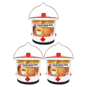Farm Innovators Heated 2 Gallon Poultry Water Bucket Drinker, White/Red (3 Pack) - TRAPSKI