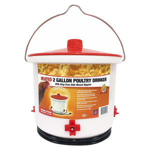 Farm Innovators Heated 2 Gallon Poultry Water Bucket Drinker, White/Red (3 Pack) - TRAPSKI