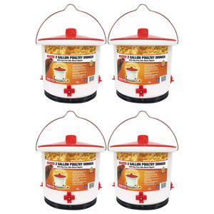 Farm Innovators Heated 2 Gallon Poultry Water Bucket Drinker, White/Red (4 Pack)