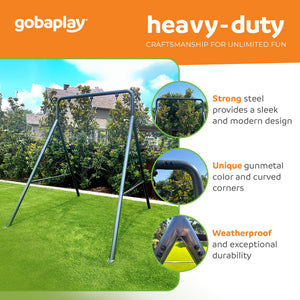 gobaplay Single Swing Set Playground Equipment with Double Platform Saucer, Blue
