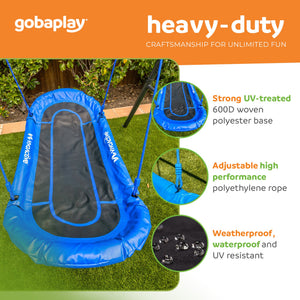 gobaplay Single Swing Set Playground Equipment with Double Platform Saucer, Blue