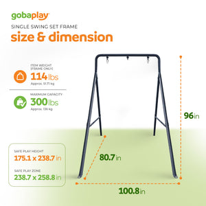 gobaplay Single Swing Set Playground Equipment with Double Platform Saucer, Blue