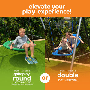 gobaplay Single Swing Set Playground Equipment with Double Platform Saucer, Blue