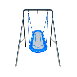 gobaplay Single Swing Set Playground Equipment with Double Platform Saucer, Blue