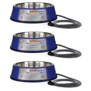 Farm Innovators 3 Quart Heated Pet Bowl with Stainless Steel Insert (3 Pack) - TRAPSKI