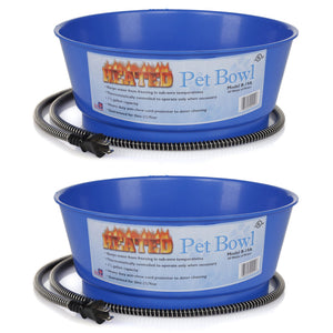Farm Innovators 60 Watt 1.5 Gallon Electric Heated Pet Water Bowl, Blue (2 Pack)