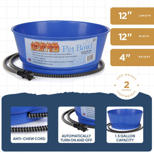 Farm Innovators 60 Watt 1.5 Gallon Electric Heated Pet Water Bowl, Blue (3 Pack) - TRAPSKI