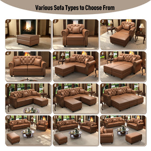 41.3" Upholstered Faux Leather Sofa with Nailhead Trim