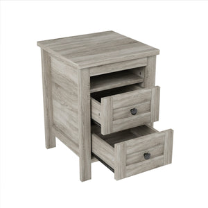 3-Pieces Bedroom Set Queen Size Farmhouse Platform Bed with Storage Headboard and Charging Station