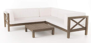 Brava X-Back 4-Piece Outdoor Sofa Set with Water-Resistant Cushions - White