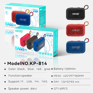KP-814 Portable Outdoor Bluetooth Speaker With Lanyard Best-Selling Compact Desktop Speaker With TF Card Support Subwoofer Bass And Long Battery Life In Stock