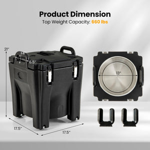 32 QT Portable Insulated Food Carrier with Stainless Steel Barrel for Catering Camping-Black