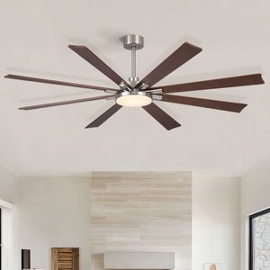 Large Ceiling Fan With Dimmable LED Light 8 Blades Remote Control, Reversible DC Motor