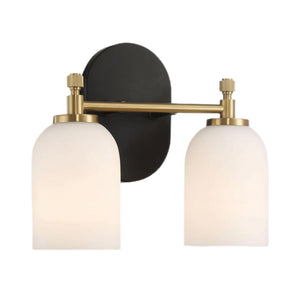 Vortex - 2 Lights Vanity In Style For Over Bathroom Mirror Wall Sconce - Black / Gold / White