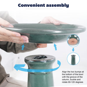 Ceramic Pedestal Bird Bath for Outdoor Garden