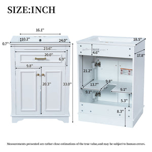 Bathroom Vanity With Integrated Sink, 2 Door Cabinet With Tip Out Drawer