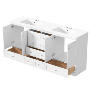 Shaker Free Standing Bathroom Vanity Cabinet & Sink, Soft Close Drawers, Soft Close Doors