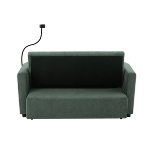 Convertible Sofa Bed Loveseat Sofa With Three USB Ports, Two Side Pockets, Two Cup Holders And 360° swivel Phone Holder For Living Room
