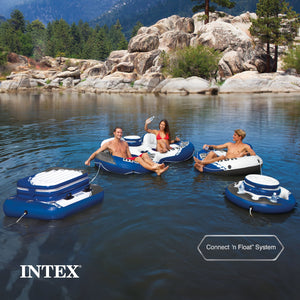 Intex River Run Connect Vinyl Lounge Inflatable Floating Water Tubes (3 Pack)