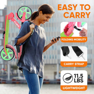 Hurtle Adjustable and Foldable Kick Scooter with High Impact Wheels, Watermelon - TRAPSKI
