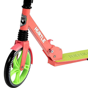 Hurtle Adjustable and Foldable Kick Scooter with High Impact Wheels, Watermelon - TRAPSKI