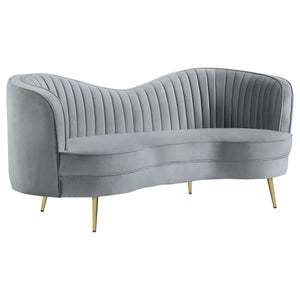 Sophia - 3 Piece Upholstered Channel Tufted Sofa Set - Gray