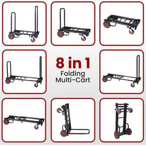 Pyle Compact Adjustable Folding Hand Truck Dolly Platform Equipment Cart, Black