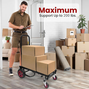 Pyle Compact Adjustable Folding Hand Truck Dolly Platform Equipment Cart, Black