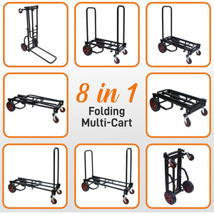 Pyle Compact Adjustable Folding Hand Truck Dolly Platform Equipment Cart, Black