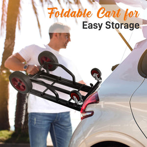 Pyle Compact Adjustable Folding Hand Truck Dolly Platform Equipment Cart, Black