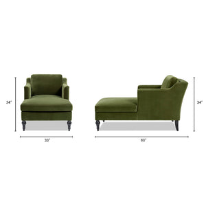Josephine 60" Upholstered Chaise Lounge in Olive