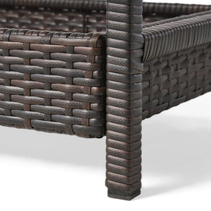 Resin Wicker Bar Cart With Metal Frame - Brown