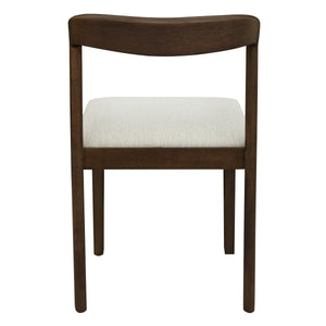 Solid Rubber Wood Dining Chairs (Walnut + Beige) Set of 2