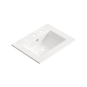 Vessel Sink With 3 Holes, Oval Design For Bathroom - Milk White