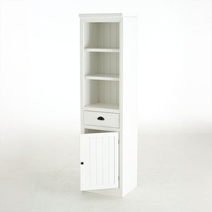 Retro Style 75'' Tall Display Shelf With Cabinet For Hallways Living Room Kitchen - White