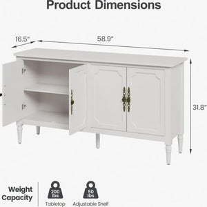 Vintage Buffet Cabinet With Adjustable Shelves