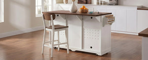 K&K 72" Farmhouse Kitchen Island with Fridge Storage Space