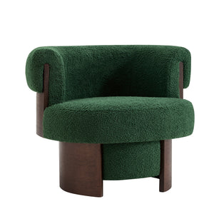 Modern 32" Wide Curved Sculptural Swivel Barrel Chair