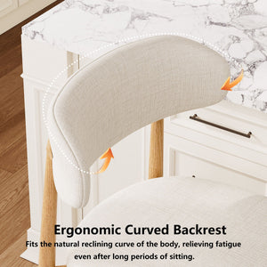 Upholstered Counter Height Bar Stools For Kitchen Island (Set of 2) - Beige
