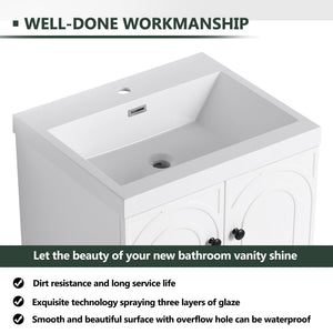 Contemporary Freestanding Bathroom Vanity With Resin Sink & Soft-Close Cabinet Doors